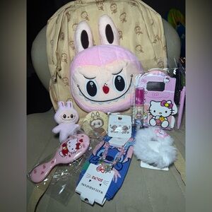 Labubu , Hello Kitty and Friends Pink Accessory Set